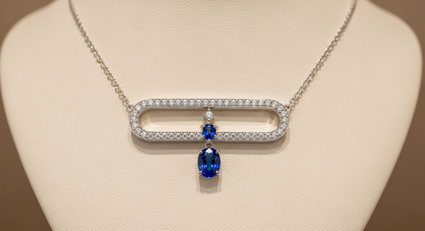 Sapphire neckless with diamonds
