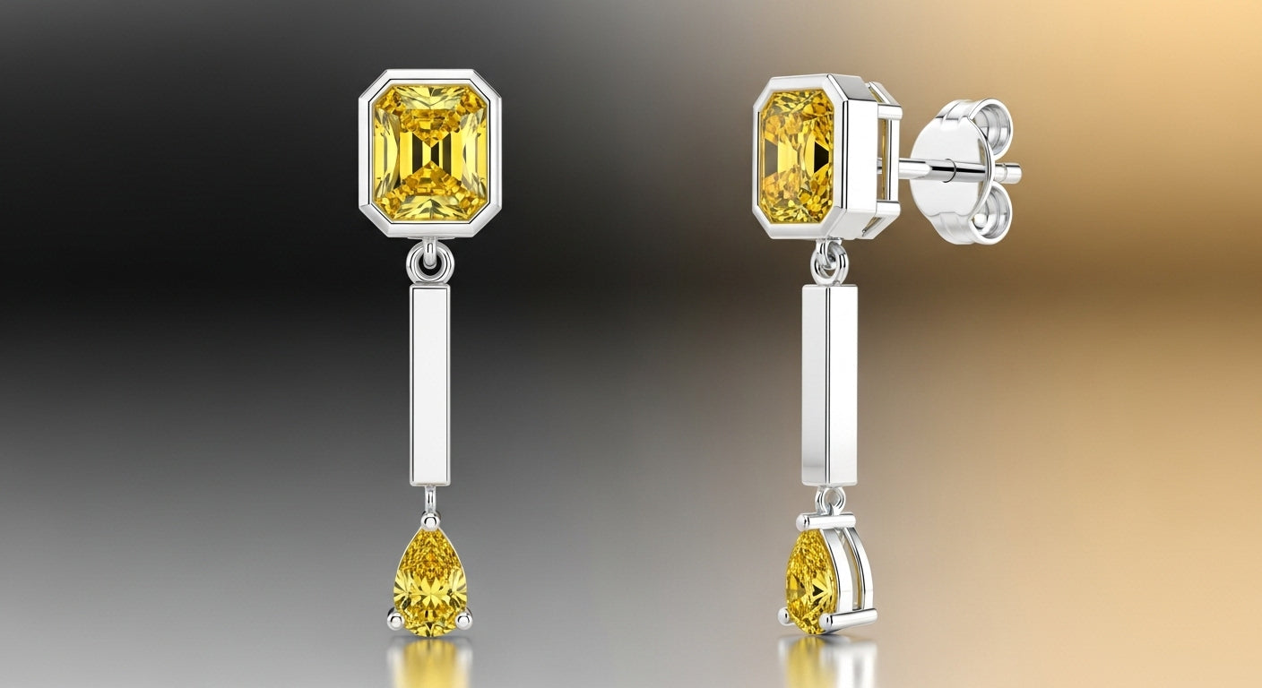Yellow diamond earring